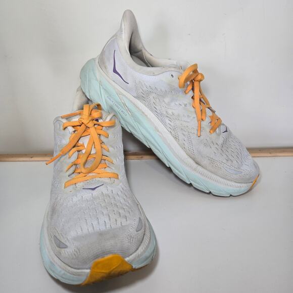 HOKA One One Womens Clifton 8 White/'Blanc De Blanc' Running Shoe Size 10.5B - Picture 1 of 9
